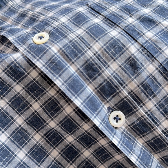 Like New Billy Reid Standard Cut Medium Plaid Cotton Button-Up Shirt - Picture 3 of 3